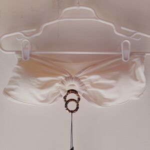 Fashion Nova Poolside Hammered Hardware Bikini Top Size S White Bandeu